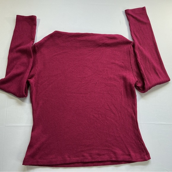 Banana Republic Fitted Ribbed Long Sleeve Top - Raspberry - Picture 5 of 5